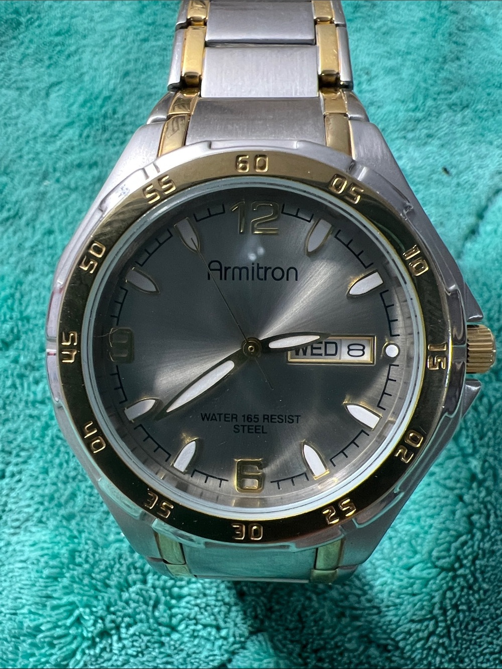 Armitron Silver and Gold Men’s Analog Watch with Day-Date